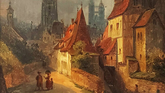 Ausschnitt eines Bildes von Vermeersch mit Sicht auf die freie Reichsstadt Esslingen